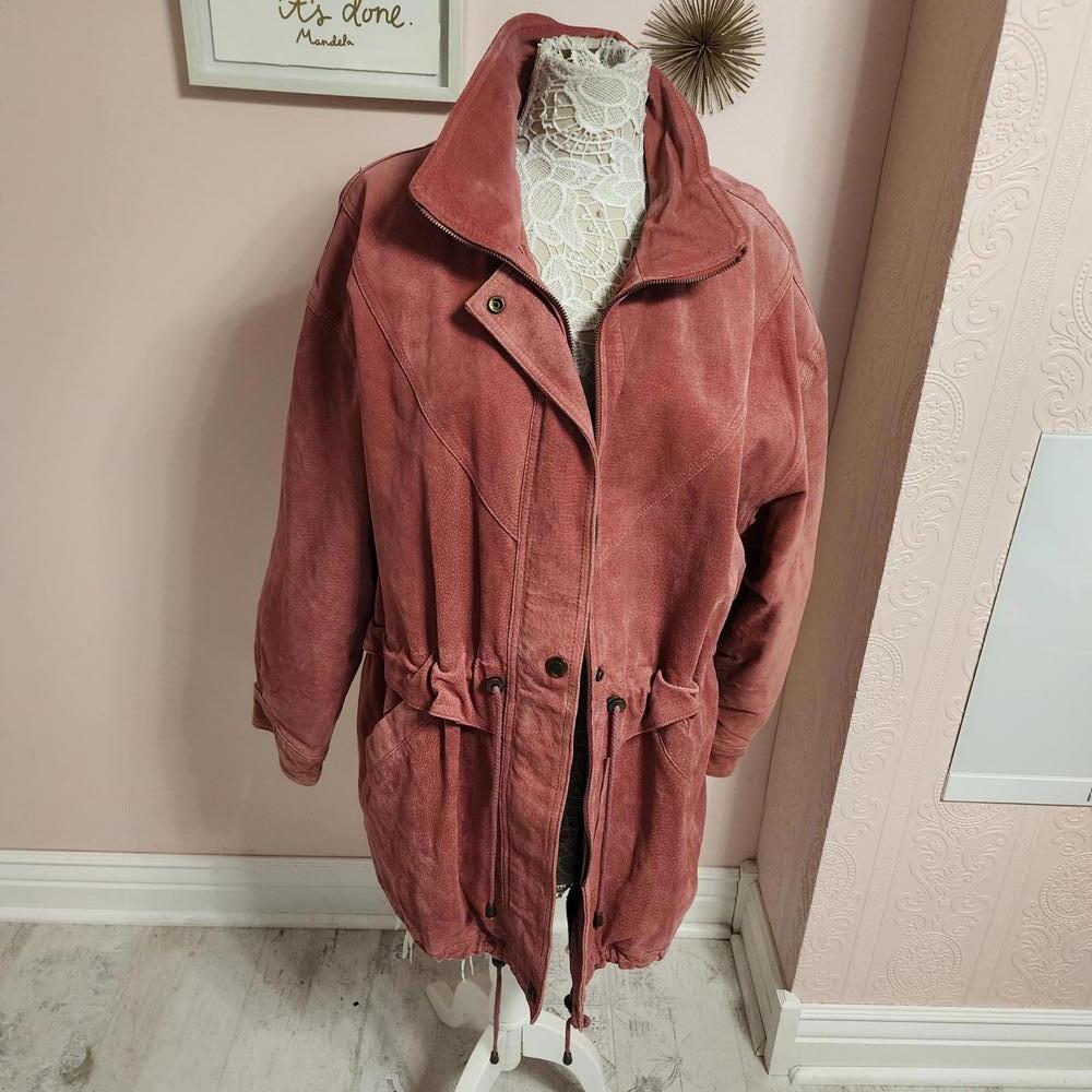 EUC Vintage Blair Boutique Suede Leather longer pink coat 3XL